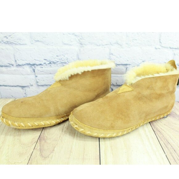 LL Bean Brown Suede Wicked Good Shearling Lined Slipper Ankle Boots Size 10 M - Picture 2 of 9